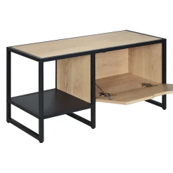 Banc range chaussures en métal noir et bois avec rangement l. 90 cm Homesight Wilko