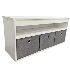 Banc range chaussures en bois blanc avec 3 casiers Box & Beyond