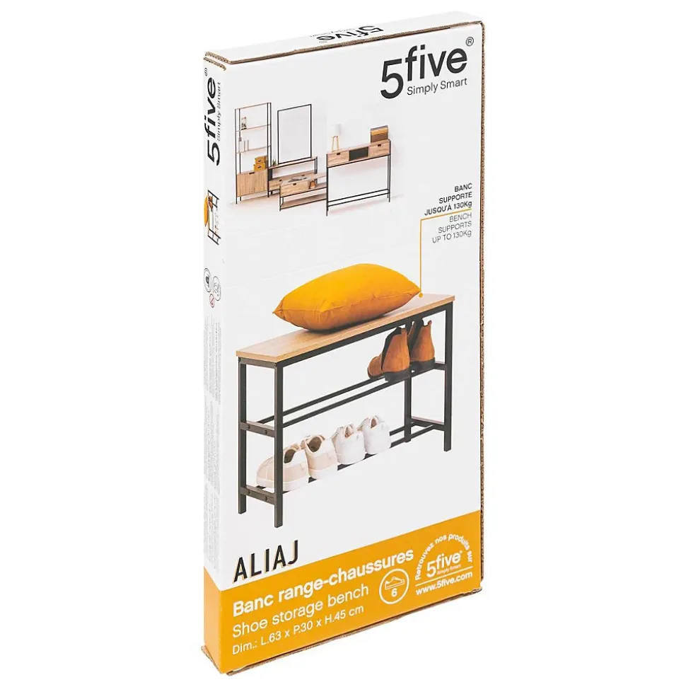 Banc range-chaussures Aliaj 2 niveaux - Noir- 5five