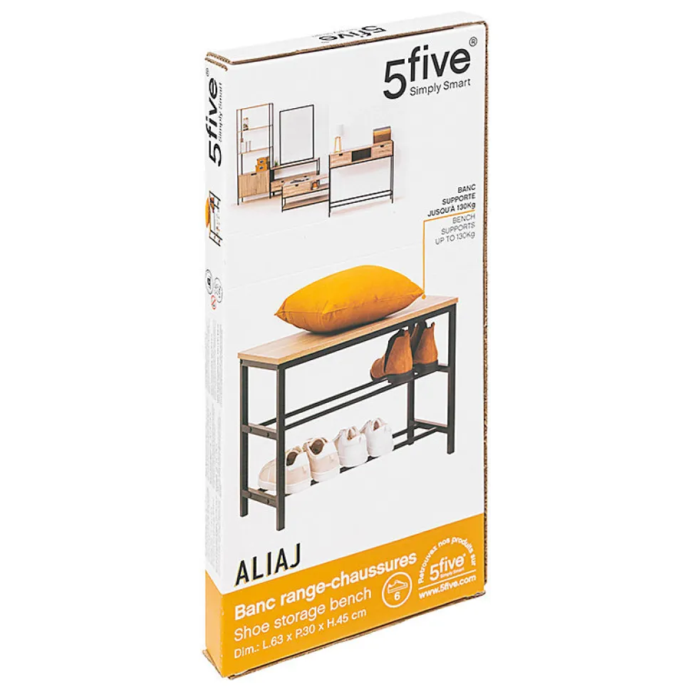 Banc range-chaussures Aliaj 2 niveaux - Noir- 5five