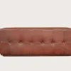 Banc rembourré en cuir marron capitonné - Uniqka