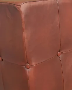 Banc rembourré en cuir marron capitonné - Uniqka