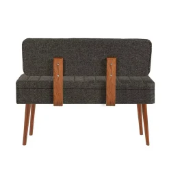 Banc Salento, Banc polyvalent, Sièges pour les invités, Coffre multifonctionnel, 90x39h40 cm, Noyer et Anthracite