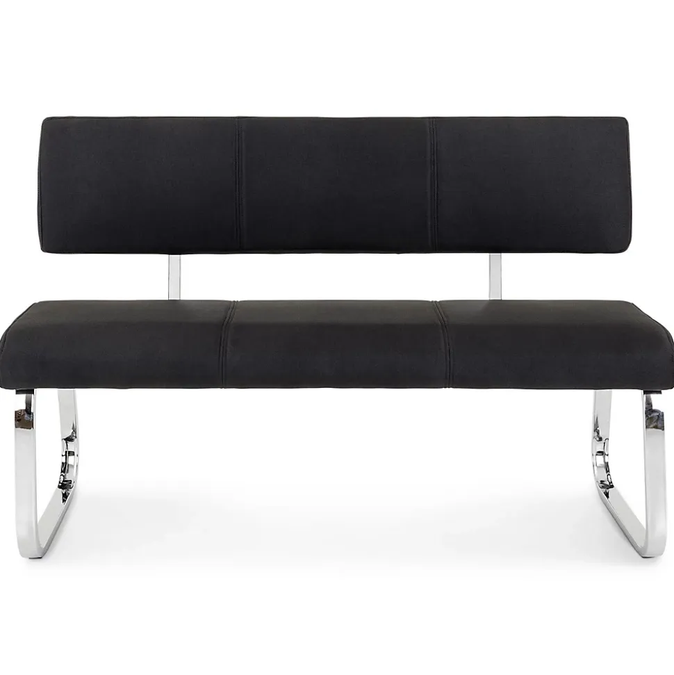 Banc salle à manger VILAS L 135 cm avec dossier en tissu - Noir