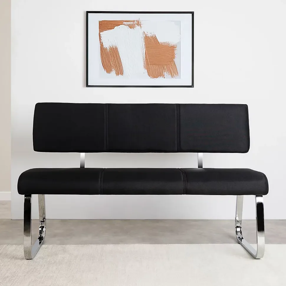Banc salle à manger VILAS L 135 cm avec dossier en tissu - Noir