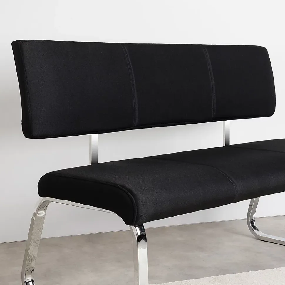 Banc salle à manger VILAS L 135 cm avec dossier en tissu - Noir