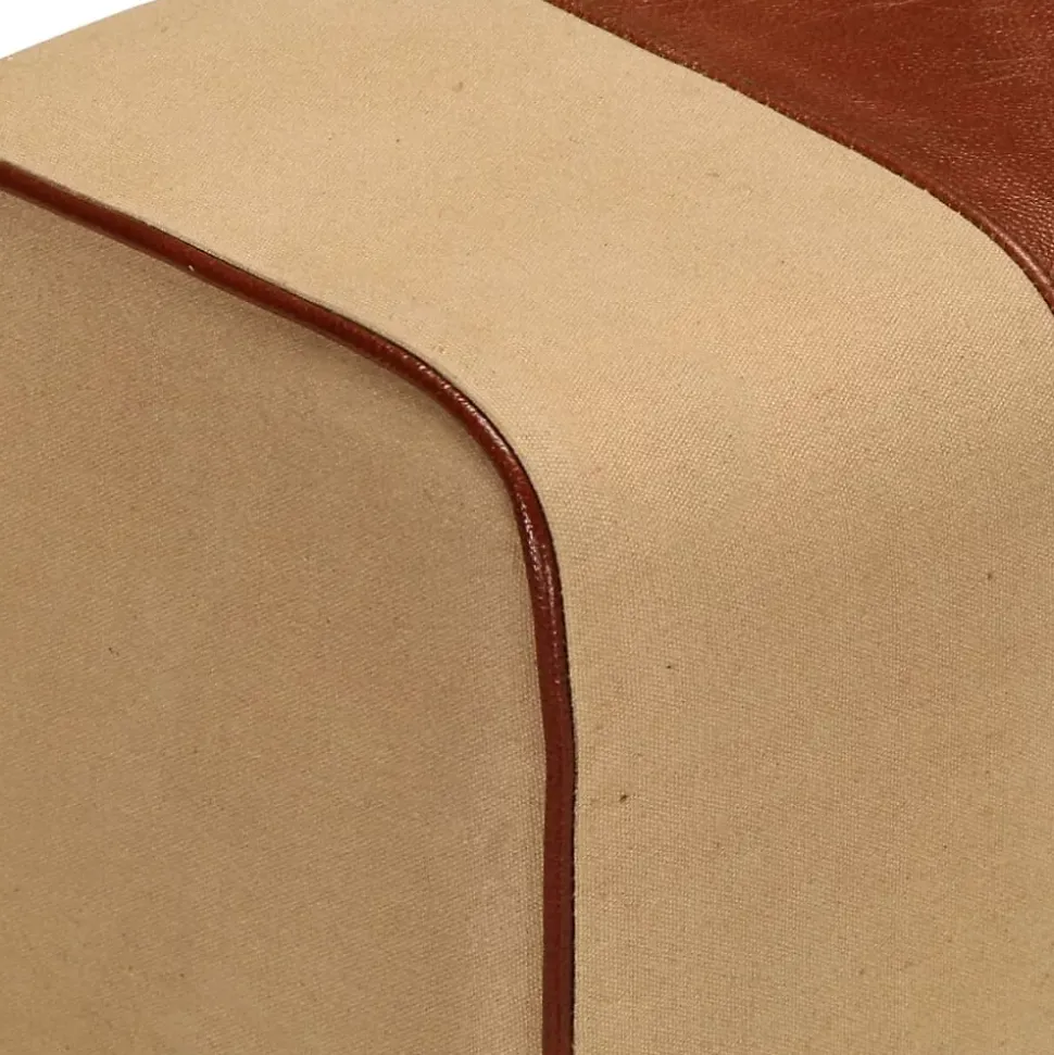 Banc saut de cheval 38 cm marron cuir véritable et manguier vidaXL