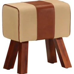 Banc saut de cheval 38 cm marron cuir véritable et manguier vidaXL