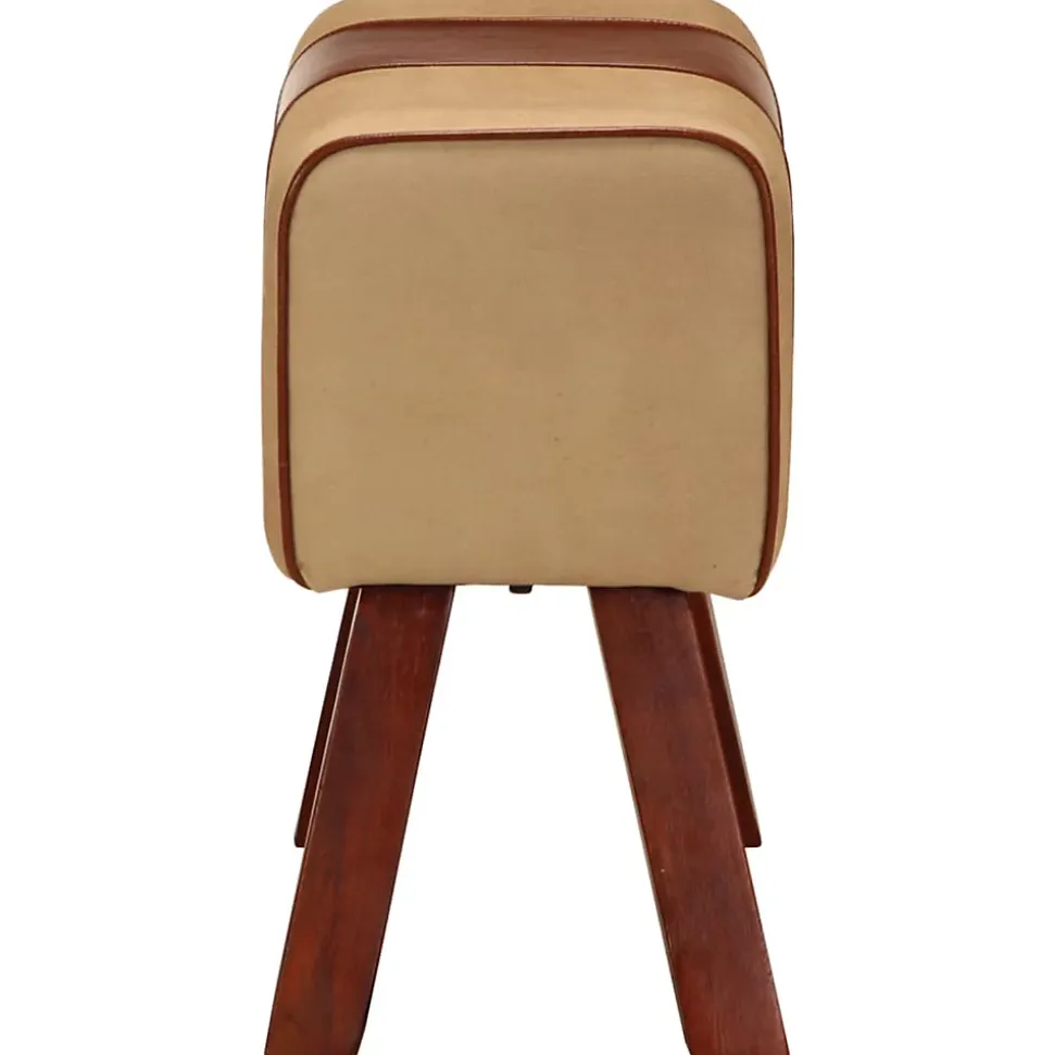 Banc saut de cheval 58 cm marron cuir véritable et manguier vidaXL