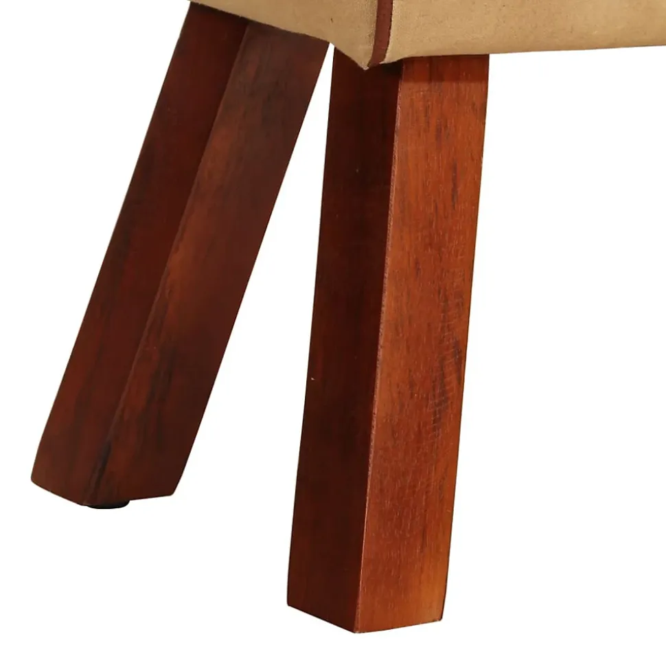 Banc saut de cheval 58 cm marron cuir véritable et manguier vidaXL