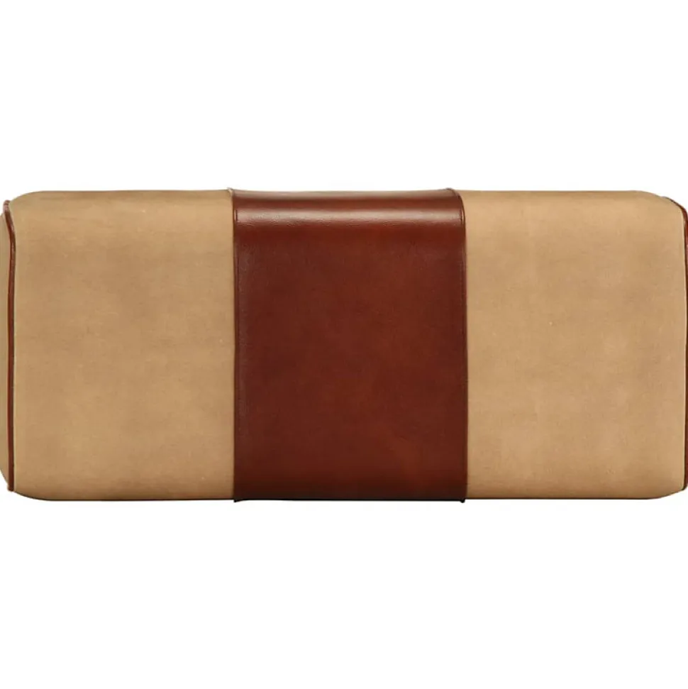 Banc saut de cheval 58 cm marron cuir véritable et manguier vidaXL