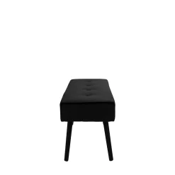 Banc Skiby en Velours Noir avec Pieds Noirs - Dimensions 100x35x44 cm, Modèle HN1207