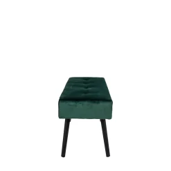 Banc Skiby en Velours Vert Foncé avec Pieds Noirs - 100x35x44 cm, Élégance et Confort