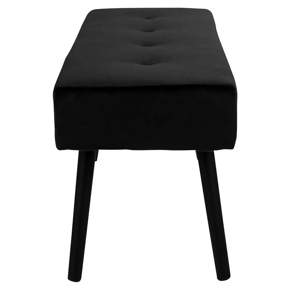 Banc Skiby, Noir, Velours, 35x100x44 cm, Seven Design