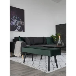 Banc Skiby, Vert, Velours, 35x100x44 cm, Seven Design