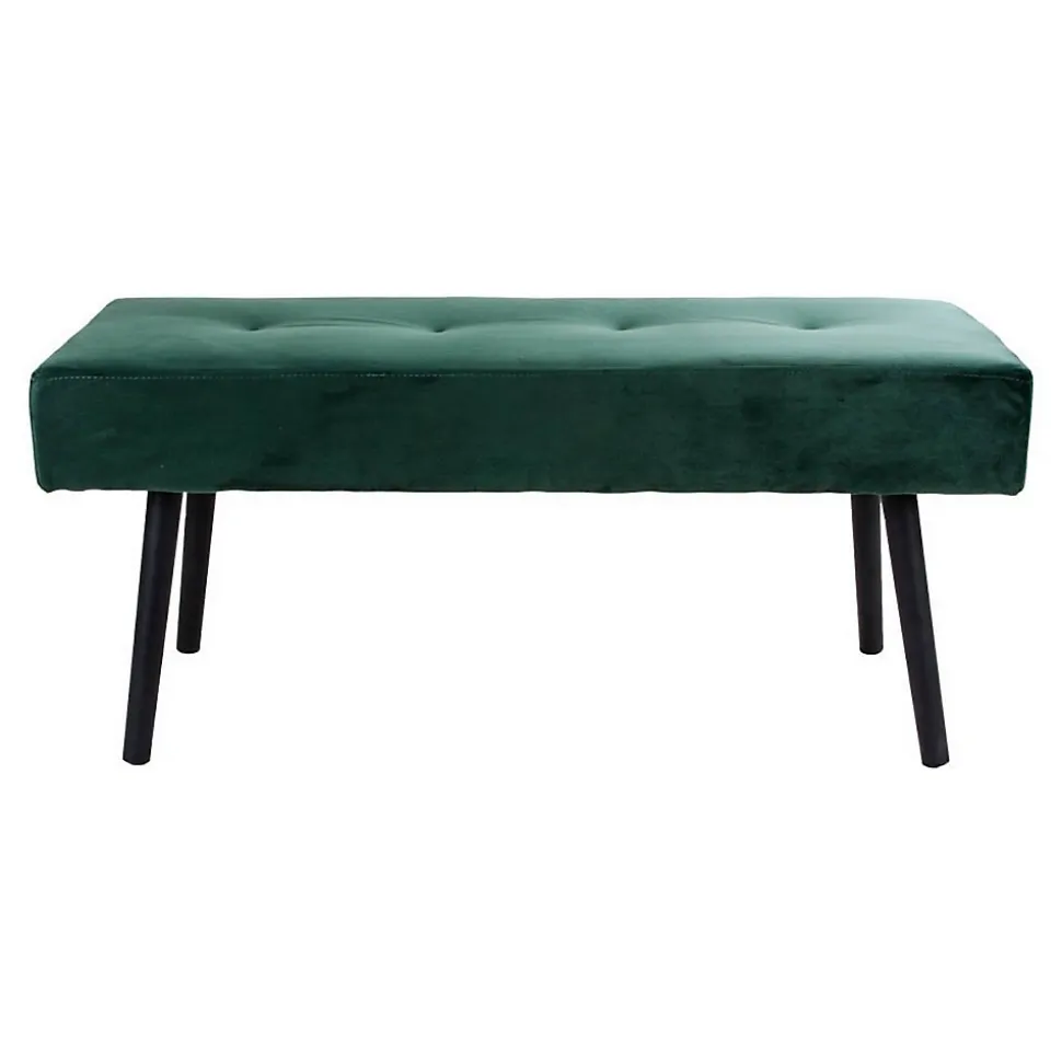 Banc Skiby, Vert, Velours, 35x100x44 cm, Seven Design