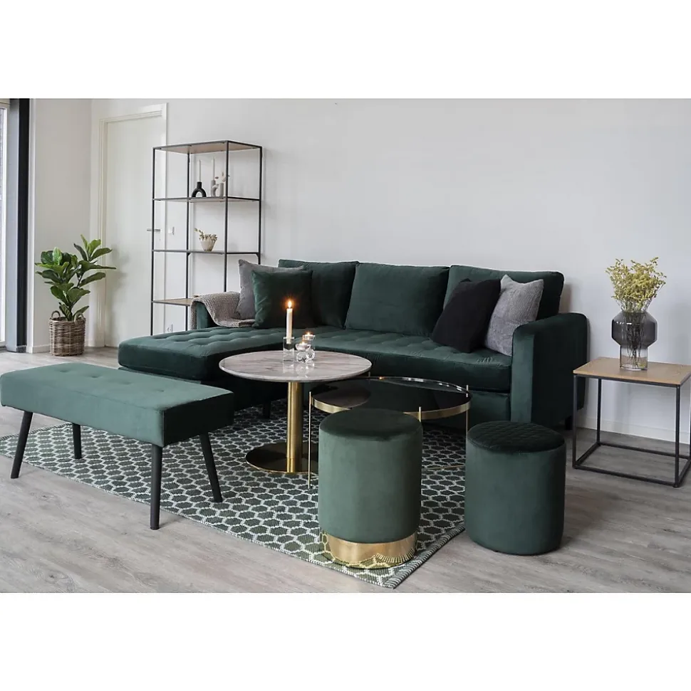 Banc Skiby, Vert, Velours, 35x100x44 cm, Seven Design
