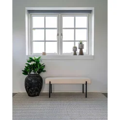 Banc Swindon en Boucle Blanc avec Pieds Noirs - Dimensions 100 x 36 x 42,5 cm