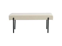 Banc Swindon en Boucle Blanc avec Pieds Noirs - Dimensions 100 x 36 x 42,5 cm