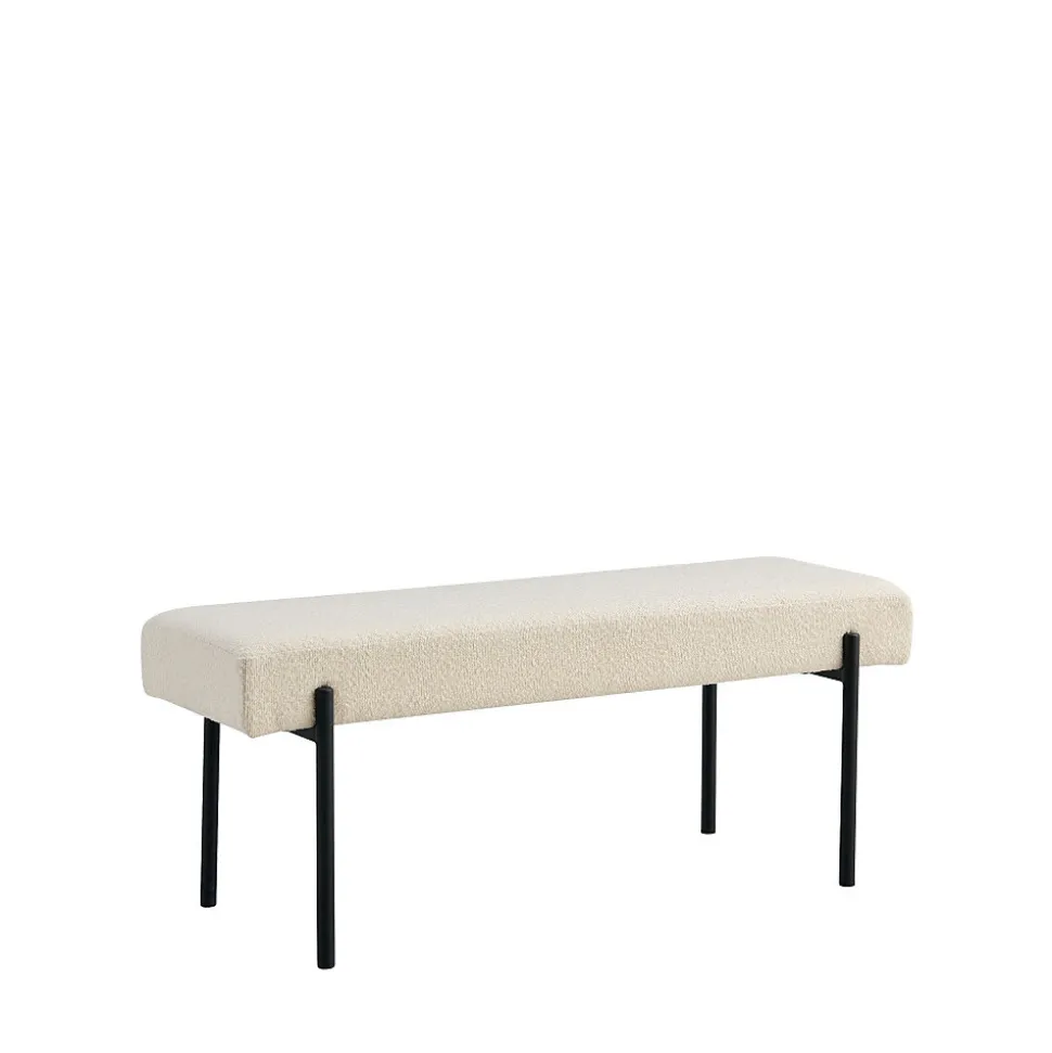 Banc Swindon en Boucle Blanc avec Pieds Noirs - Dimensions 100 x 36 x 42,5 cm
