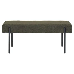 Banc Swindon en Boucle Vert Foncé avec Pieds Noirs - Dimensions 100x36x42,5 cm, HN1241