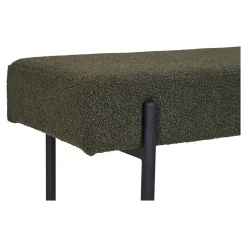 Banc Swindon en Boucle Vert Foncé avec Pieds Noirs - Dimensions 100x36x42,5 cm, HN1241