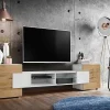 Banc TV Merano Komodee - sans LED - Blanc Blanc Wotan - 230 x 53 x 35 cm