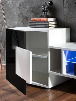 Banc TV Merano Komodee - sans LED - Blanc Blanc Wotan - 230 x 53 x 35 cm