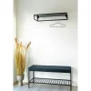 Banc Vita avec Coussin et Étagère Noir - 100x36x48,5 cm pour un Confort Élégant