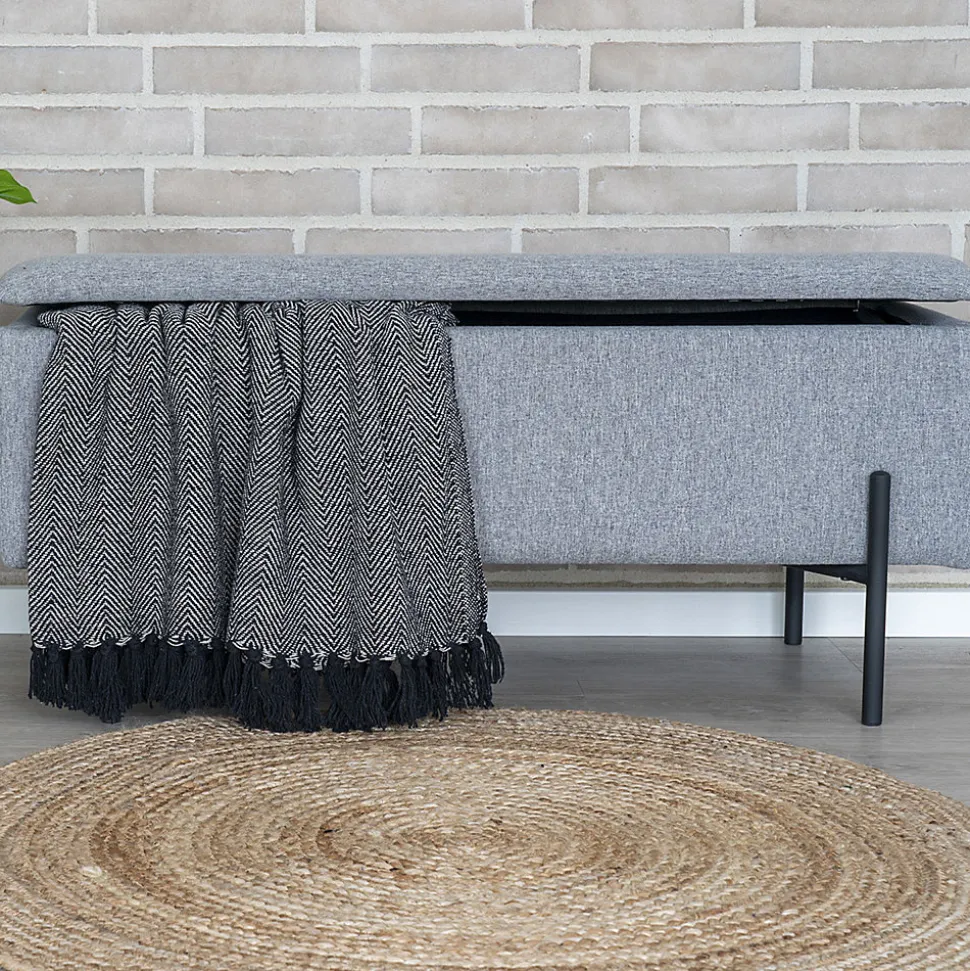 Banc Watford avec Rangement Pratique en Gris Clair - Dimensions 95x36,5x43 cm
