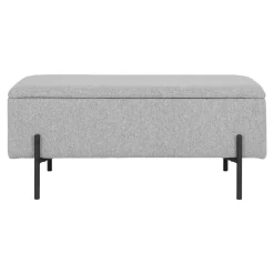 Banc Watford avec Rangement Pratique en Gris Clair - Dimensions 95x36,5x43 cm