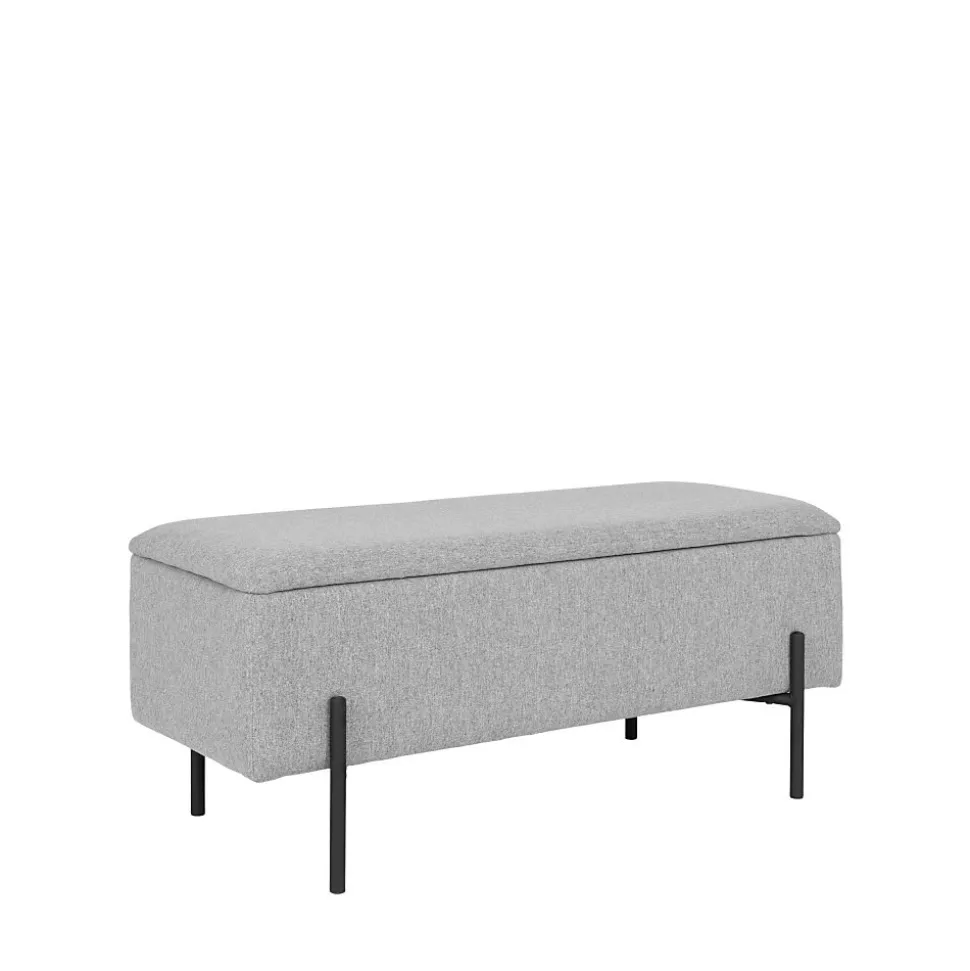 Banc Watford avec Rangement Pratique en Gris Clair - Dimensions 95x36,5x43 cm