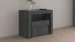 Banc Yutu, Siège pour table à manger, Banc simple extensible, 290x25h45 cm, Ardoise
