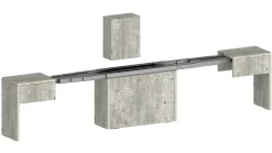 Banc Yutu, Siège pour table à manger, Banc simple extensible, 290x25h45 cm, Ciment