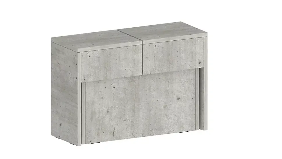 Banc Yutu, Siège pour table à manger, Banc simple extensible, 290x25h45 cm, Ciment