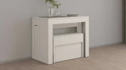 Banc Yutu, Siège pour table à manger, Banc simple extensible, 290x25h45 cm, Blanc