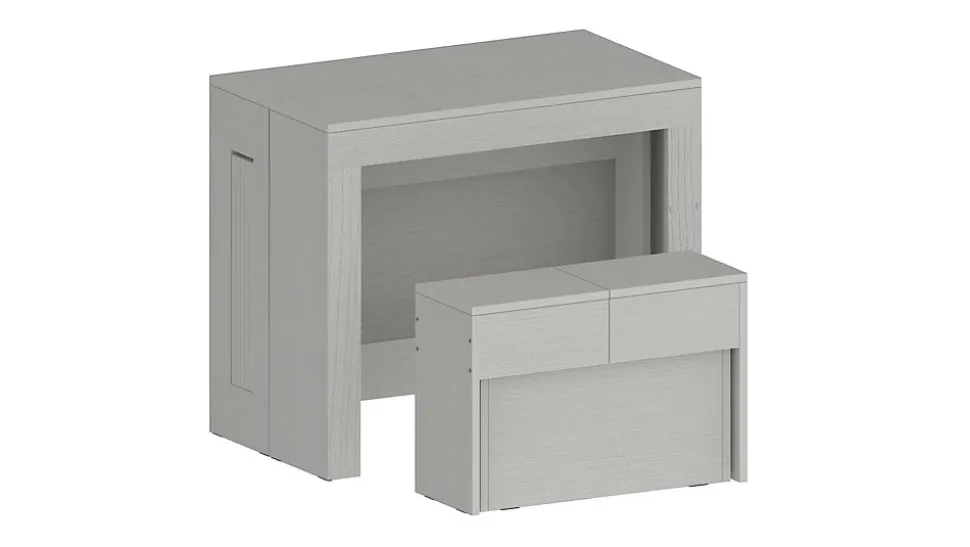 Banc Yutu, Siège pour table à manger, Banc simple extensible, 290x25h45 cm, Blanc