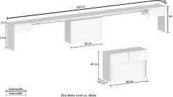 Banc Yutu, Siège pour table à manger, Banc simple extensible, 290x25h45 cm, Gris