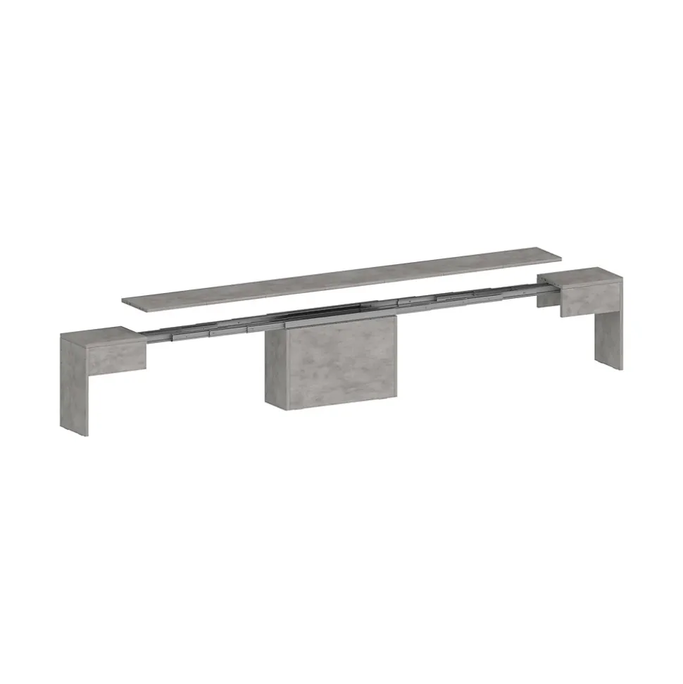 Banc Yutu, Siège pour table à manger, Banc simple extensible, 290x25h45 cm, Gris