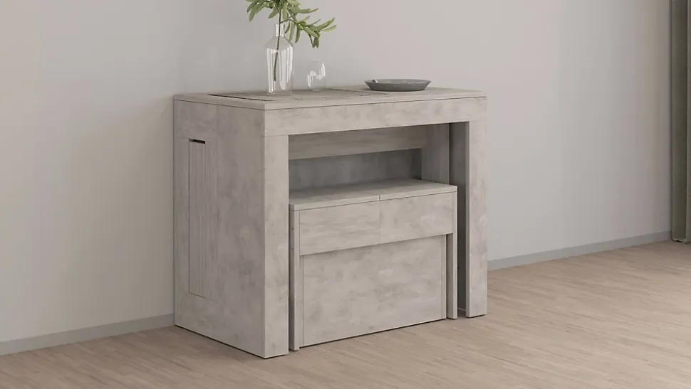 Banc Yutu, Siège pour table à manger, Banc simple extensible, 290x25h45 cm, Gris