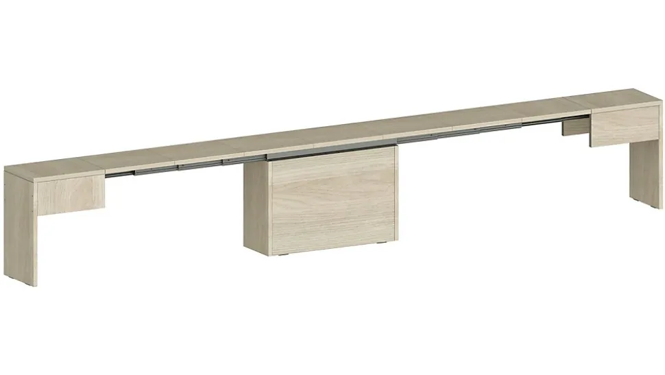 Banc Yutu, Siège pour table à manger, Banc simple extensible, 290x25h45 cm, Olmo