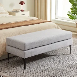Banc/bout de lit MAX tissu gris clair