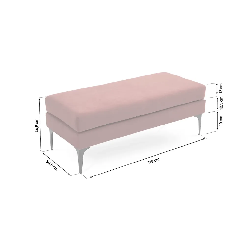 Banc/bout de lit MAX velours vieux rose