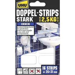 Bandes adhésives double-face UHU 45380 blanc, pastilles 31 mm x 26 mm, pack de 16