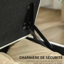 Banquette bout de lit coffre design Chesterfield dim. 120 x 40 x 48 cm tissu écru