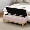Banquette coffre de rangement 2 en 1 style scandinave dim. 110L x 39l x 45H cm tissu rose