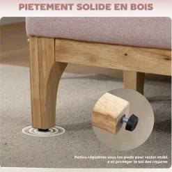 Banquette coffre de rangement 2 en 1 style scandinave dim. 110L x 39l x 45H cm tissu rose