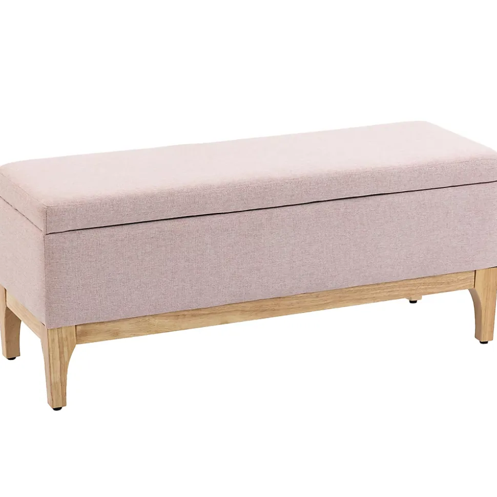 Banquette coffre de rangement 2 en 1 style scandinave dim. 110L x 39l x 45H cm tissu rose