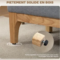 Banquette coffre de rangement 2 en 1 style scandinave dim. 110L x 39l x 45H cm tissu gris