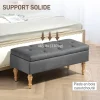 Banquette coffre style baroque - piètement bois assise effet capitonné velours gris